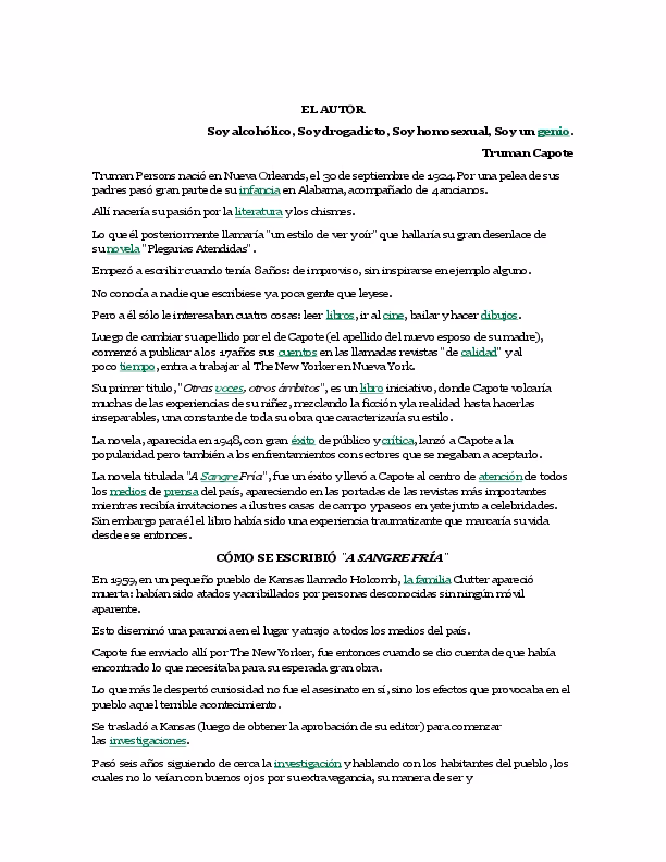¿Cuáles son las características del libro a sangre fría?