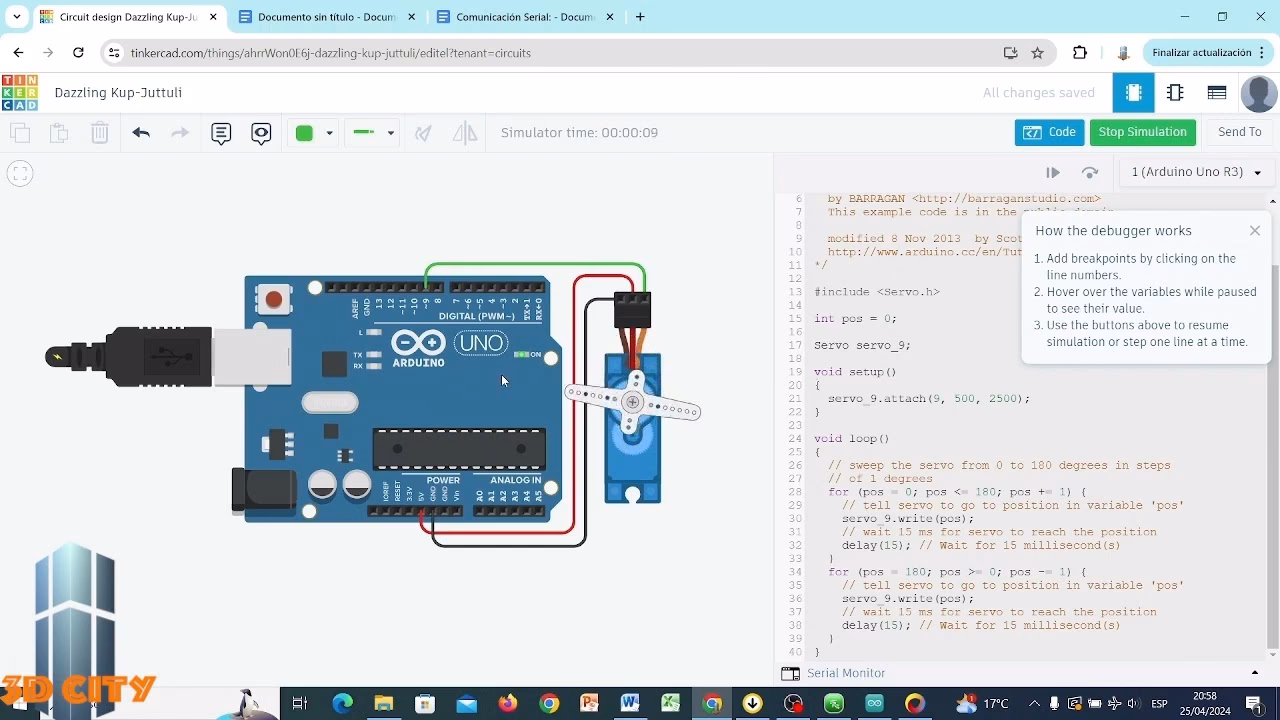 ¿Cómo cargar el código en tinkercad?