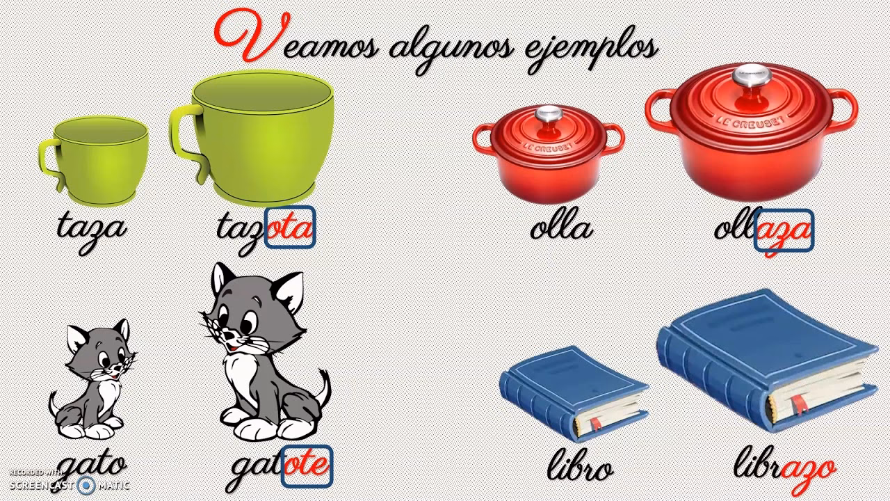 ¿Cuáles son las palabras aumentativas?