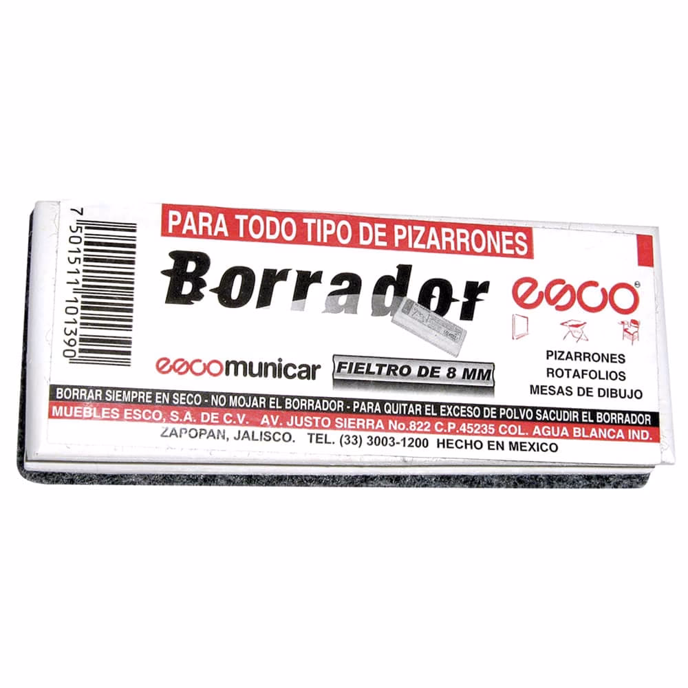 ¿Cuánto mide un borrador de pizarrón?