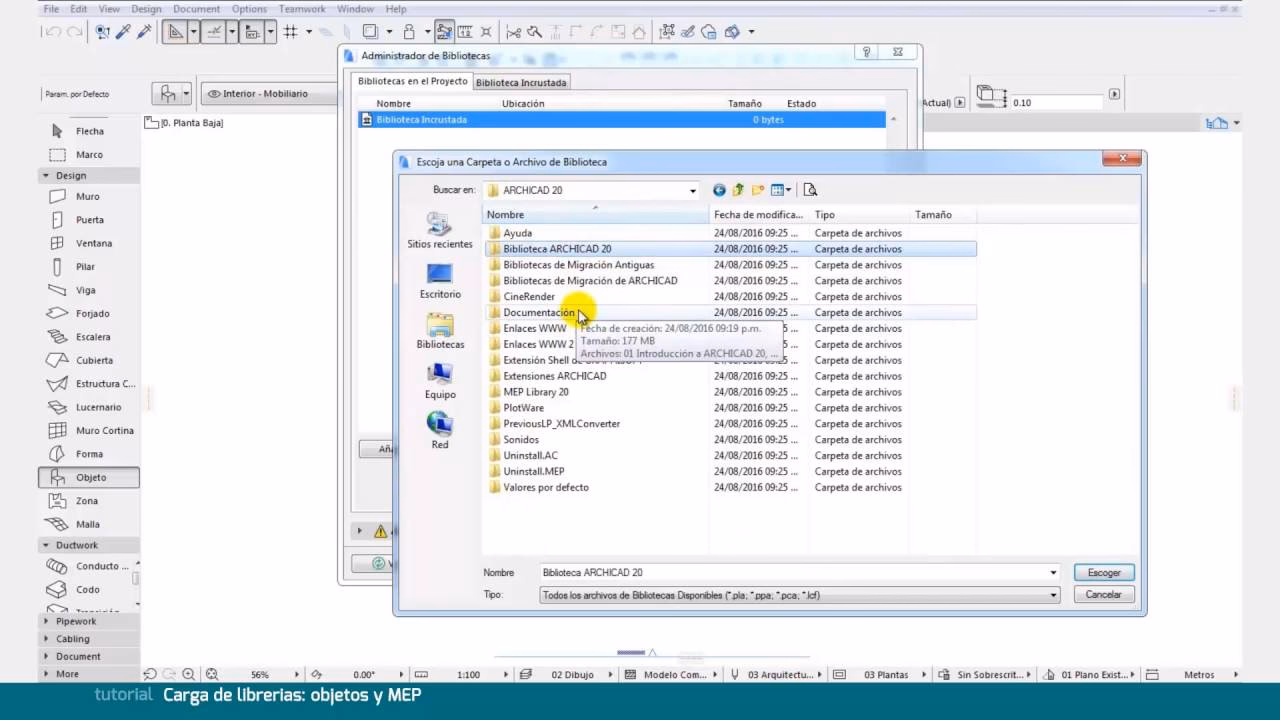 ¿Cómo incrustar objetos en una biblioteca de ArchiCAD?