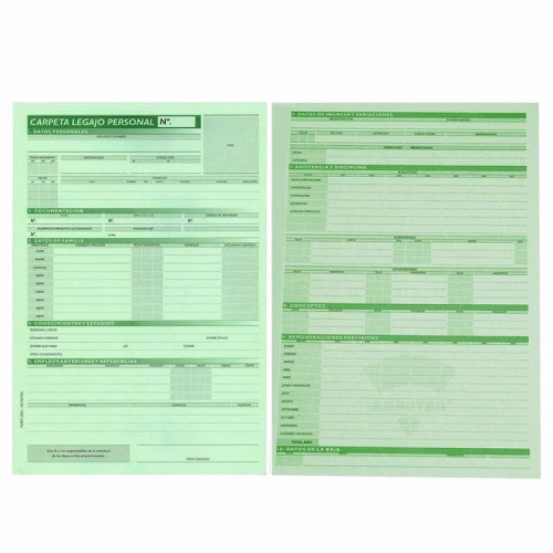 ¿Qué contiene la carpeta de legajo personal m055?