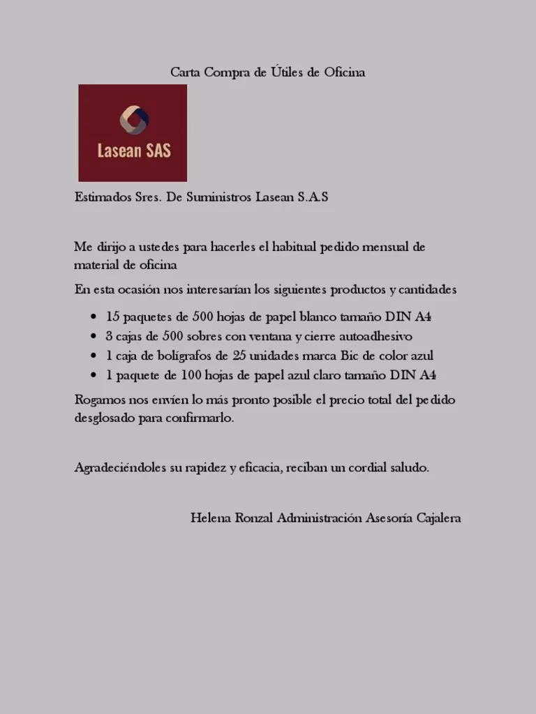 ¿Cómo hacer una carta de pedido?
