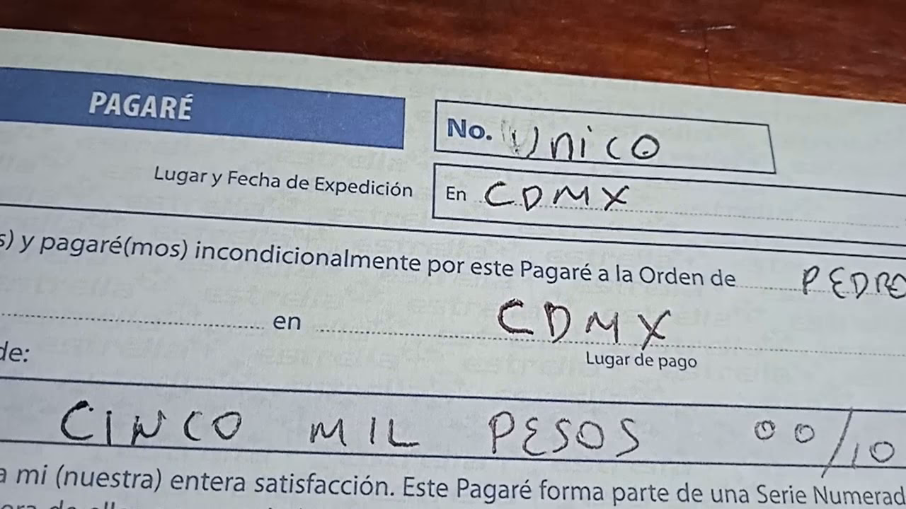 ¿Cómo llenar un pagaré de manera correcta?