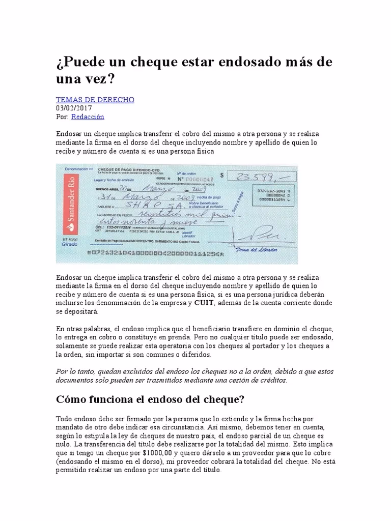 ¿Qué debe constar en el dorso del cheque?