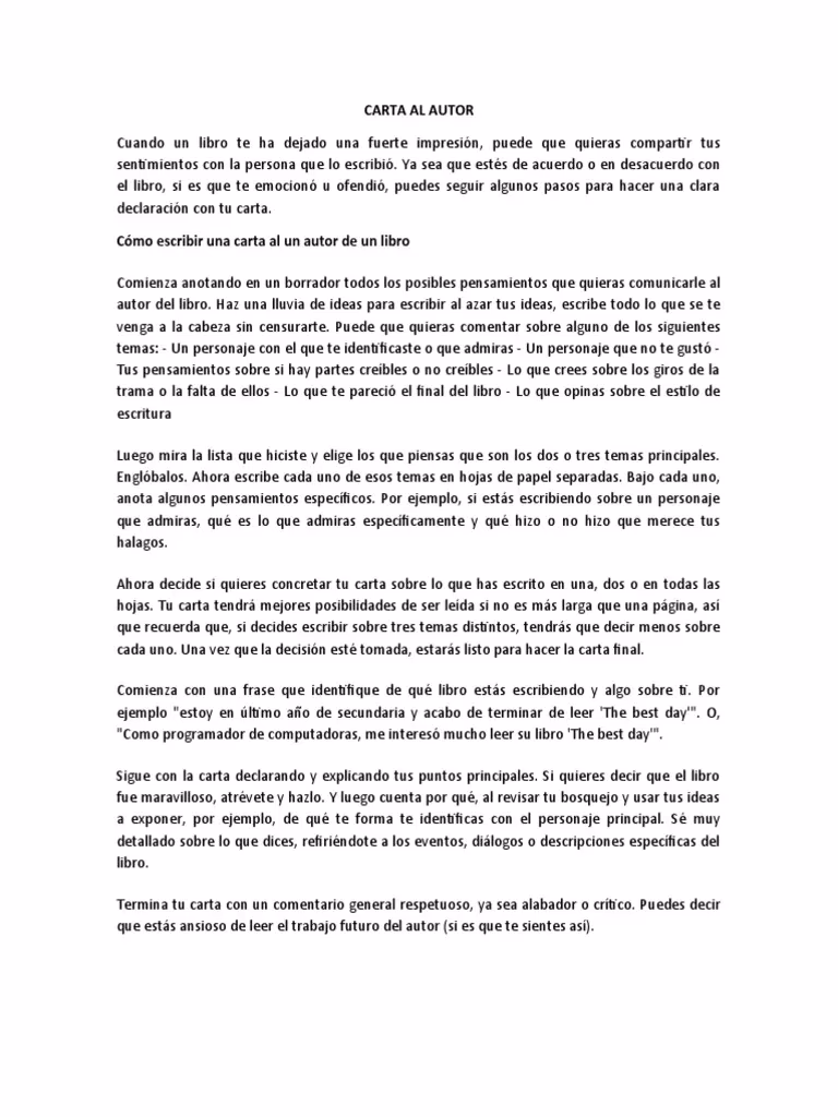 ¿Cómo se escribe una carta a un autor de un libro?