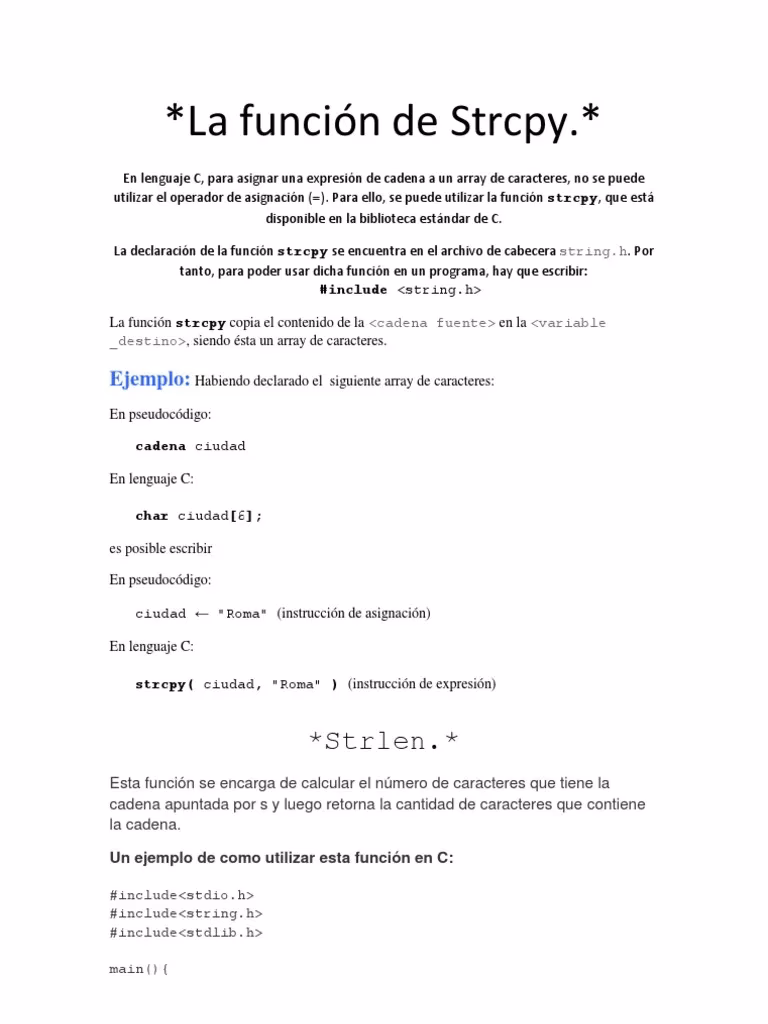 ¿Cuál es la sintaxis de strcpy?