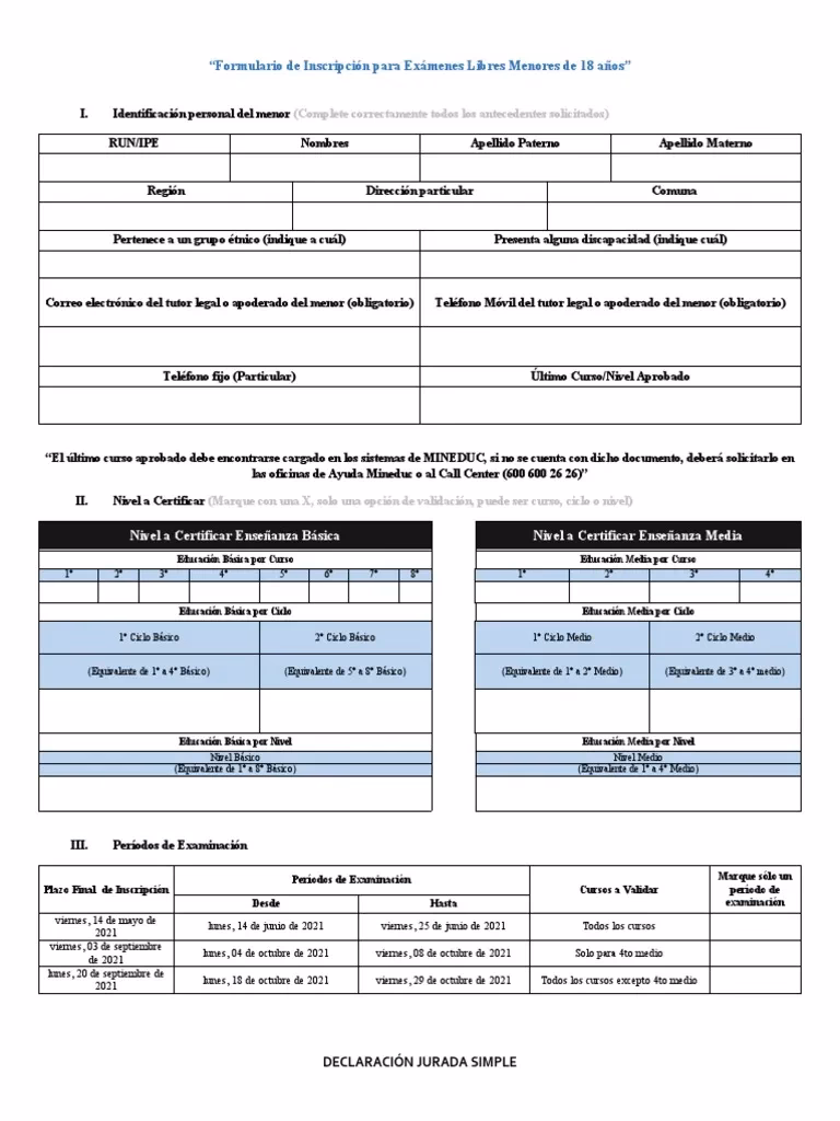 ¿Cuándo son las inscripciones a exámenes libres?