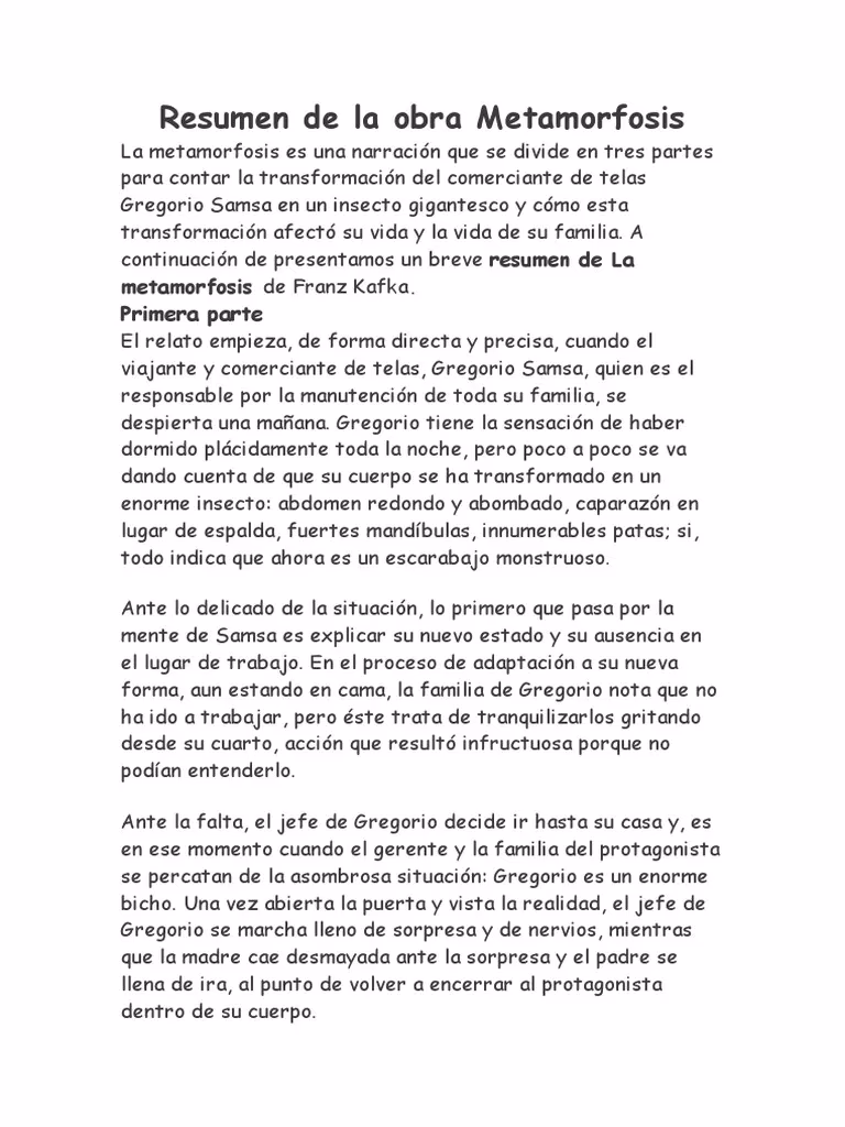 ¿Cuál es el final de la novela metamorfosis?