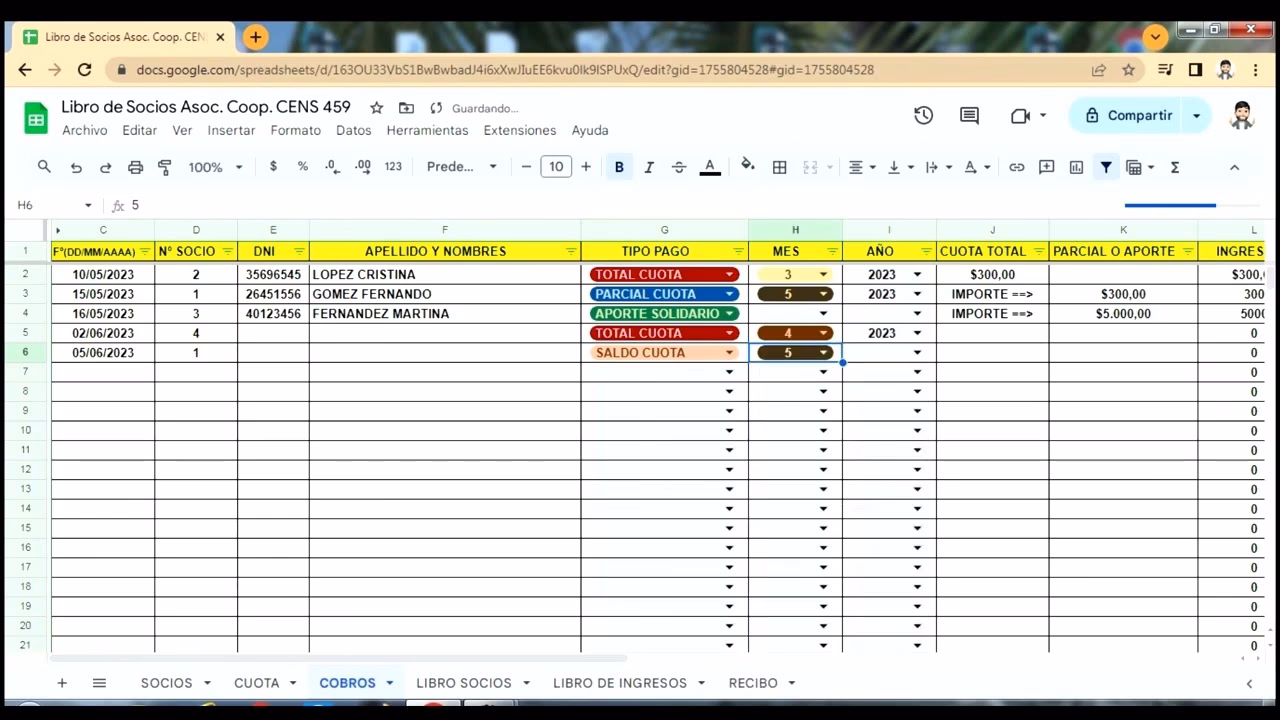 ¿Qué información contiene el documento de Cooperadoras Escolares?