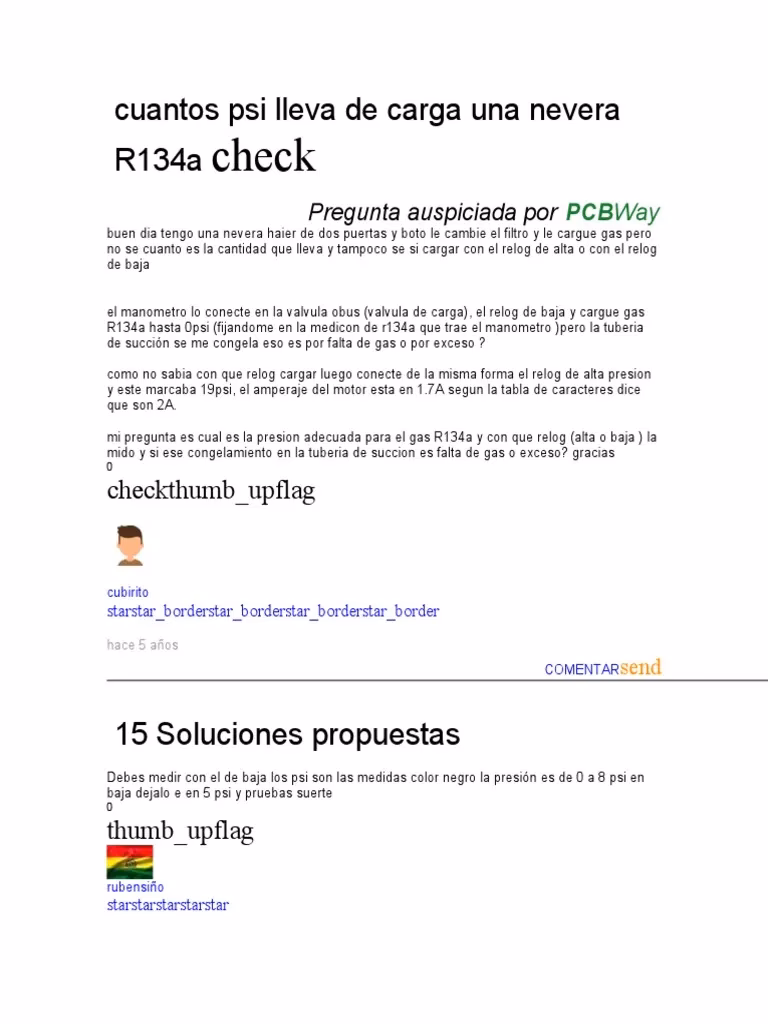 ¿Cuál es la presión normal de un refrigerador?