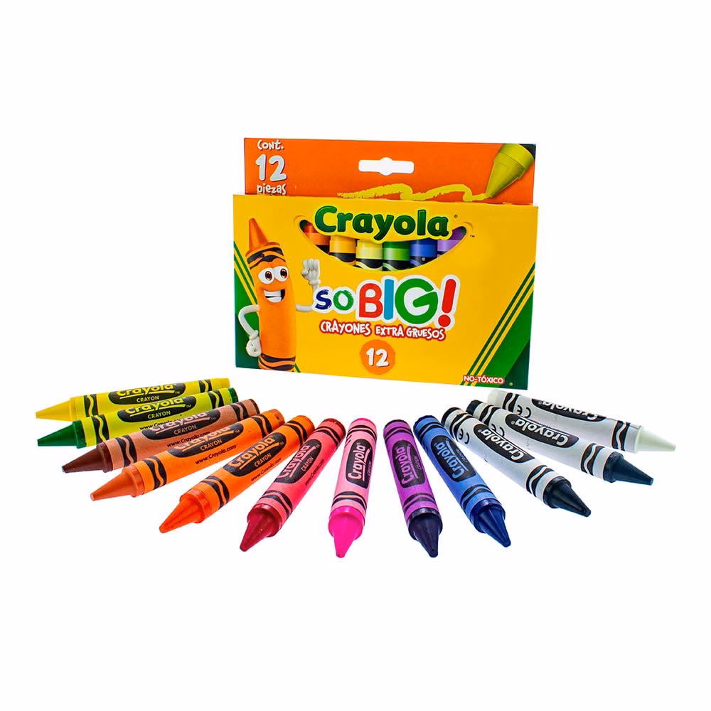 ¿Cuánto miden los crayones de cera gruesos?