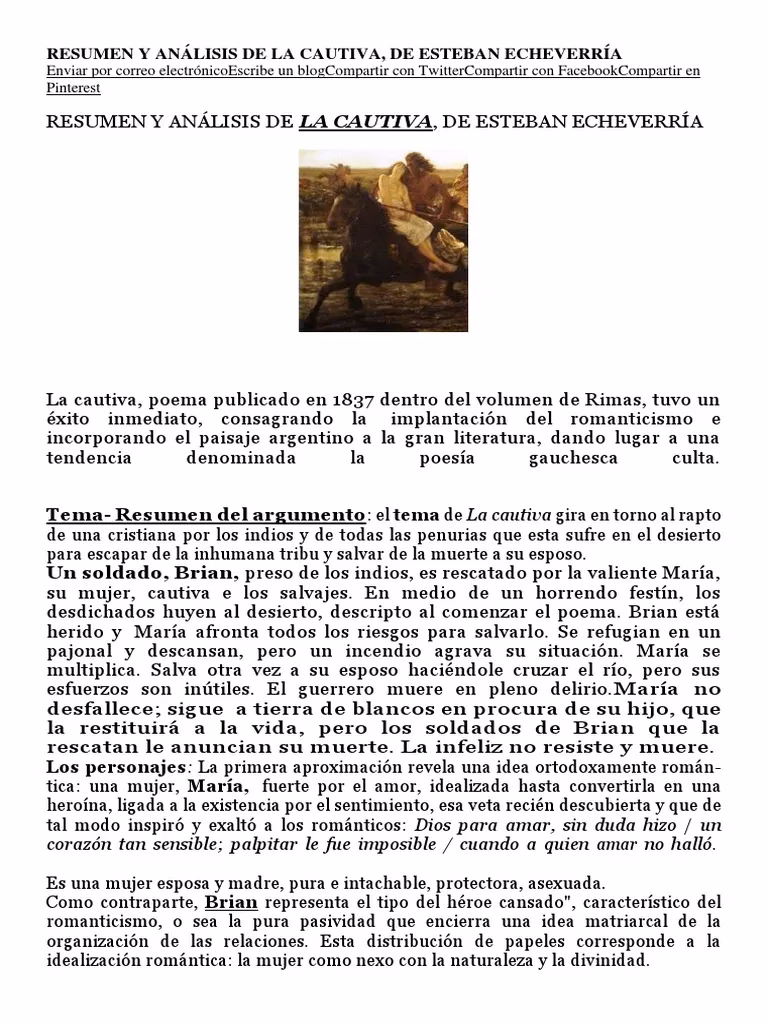 ¿Cuál es el tema principal de la cautiva?