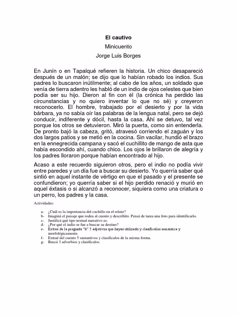 ¿Qué elementos caracterizan el estilo literario de Borges en 'el cautivo'?