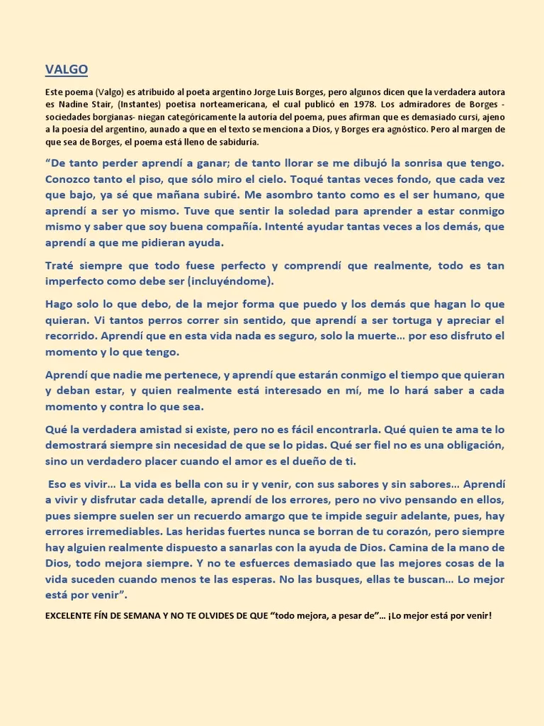 ¿Cómo se llama el poema de 64 versos de Borges?