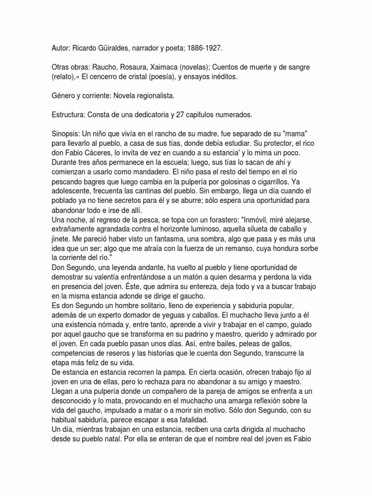 ¿Cuál es el valor de Don Segundo Sombra?