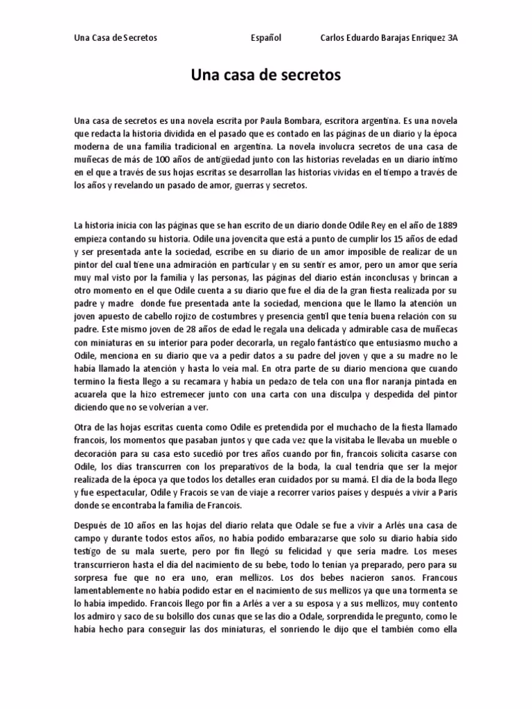 ¿Cuántas páginas tiene una casa de secretos?