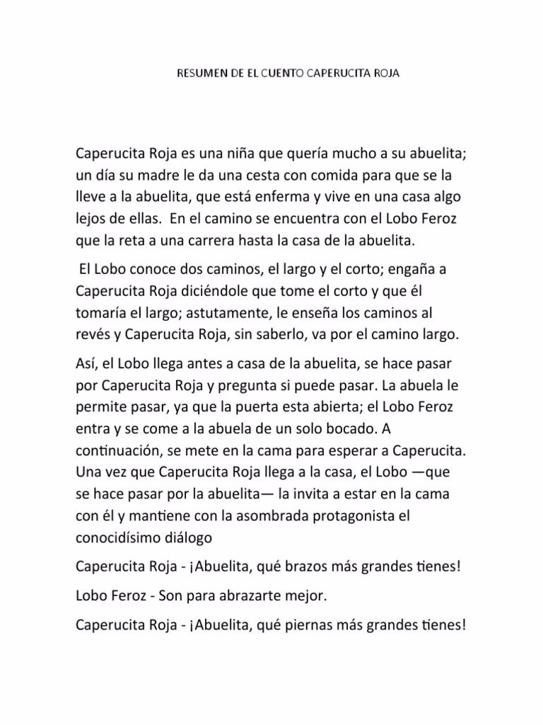 ¿Cuál es el argumento de Caperucita Roja?
