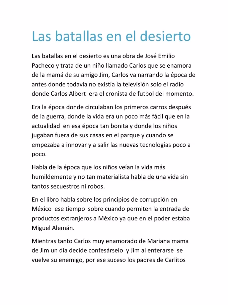 ¿Qué es la reseña crítica de las batallas en el desierto?