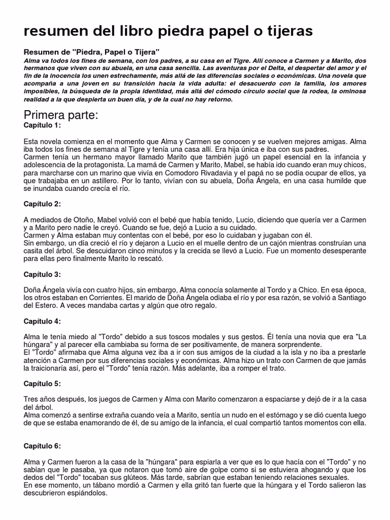 ¿Qué alude la prosa de piedra, papel o tijera?