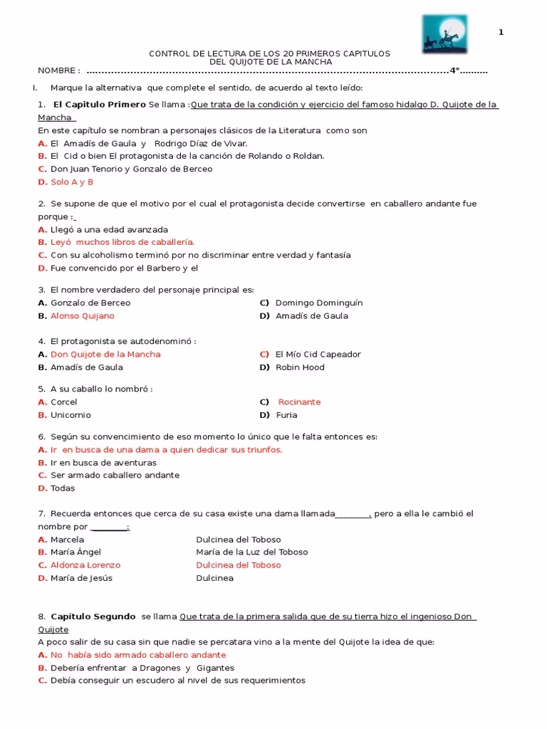 ¿Cuáles son las actividades de Don Quijote de la Mancha?