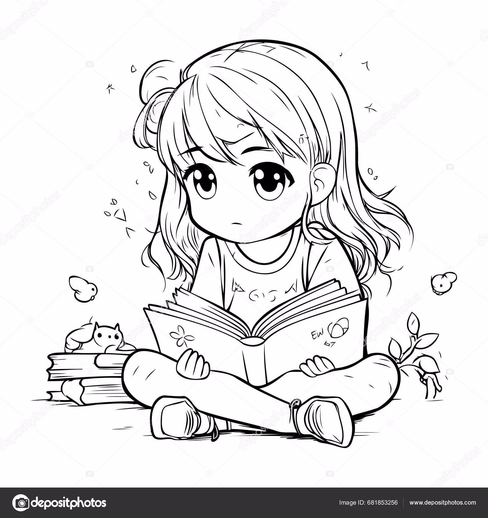 ¿Cómo imprimir la versión imprimible de niña leyendo un libro en la Escuela?