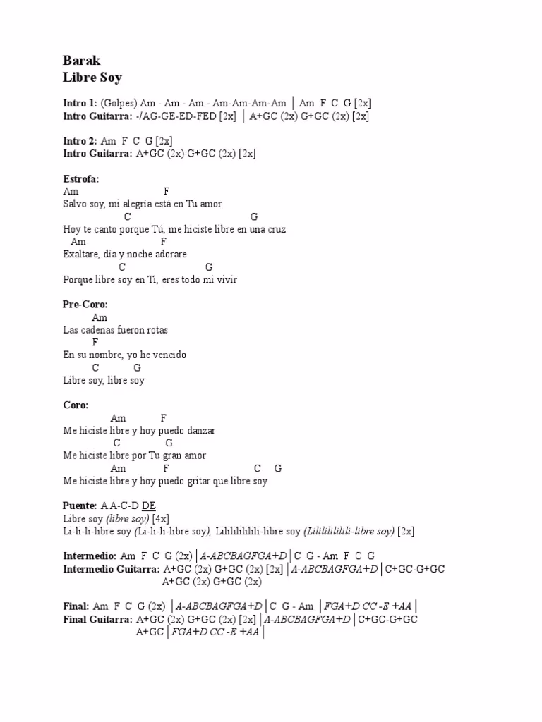 ¿Cuál es la letra de Libre soy?