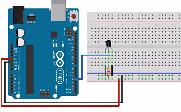 How do I get a temperature value from a sensor in Arduino?