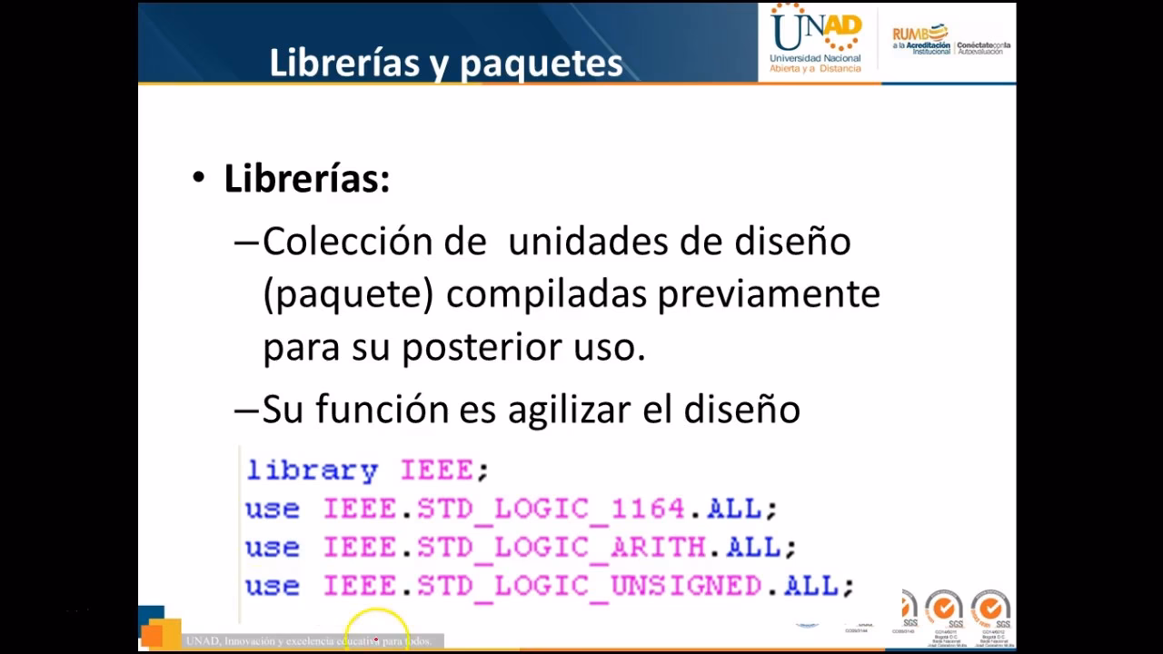 ¿Cuáles son las bibliotecas estándar en VHDL?