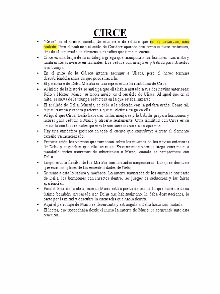 ¿Cuál es el cuento de Julio Cortázar Circe?