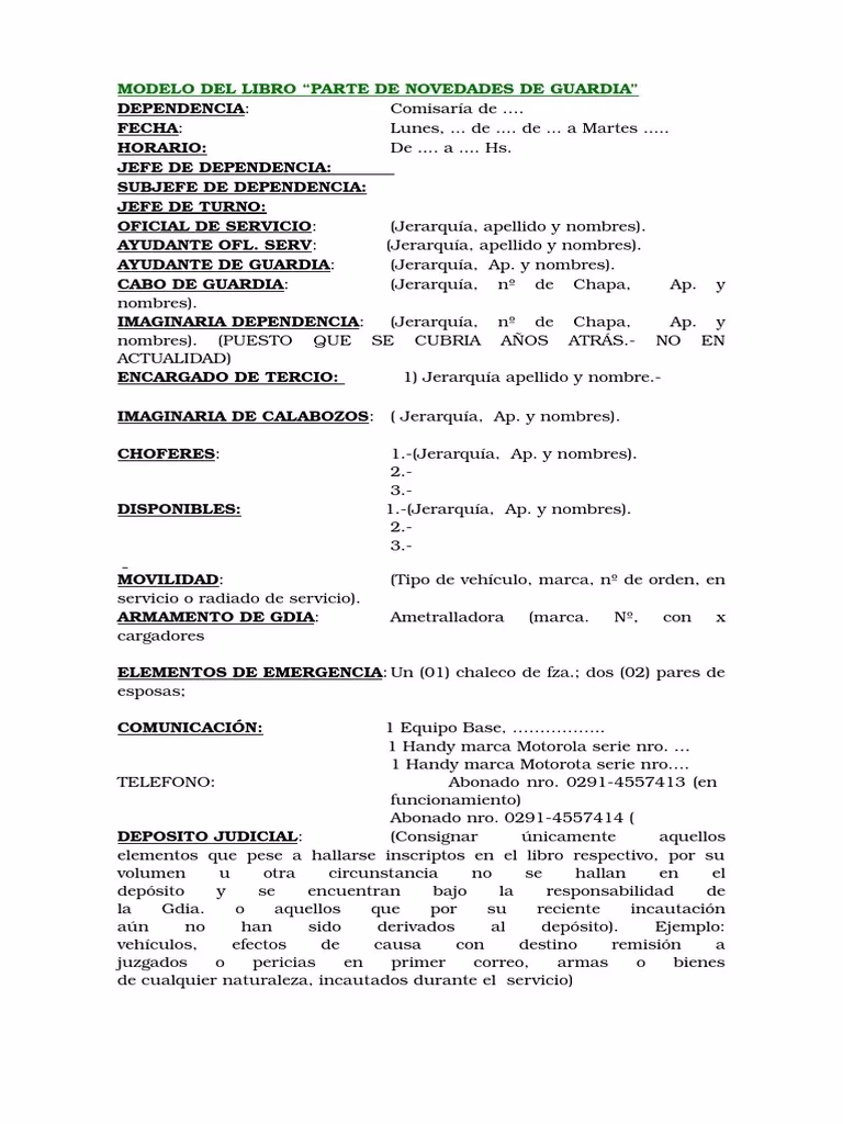 ¿Qué debe registrarse en el libro de guardia?