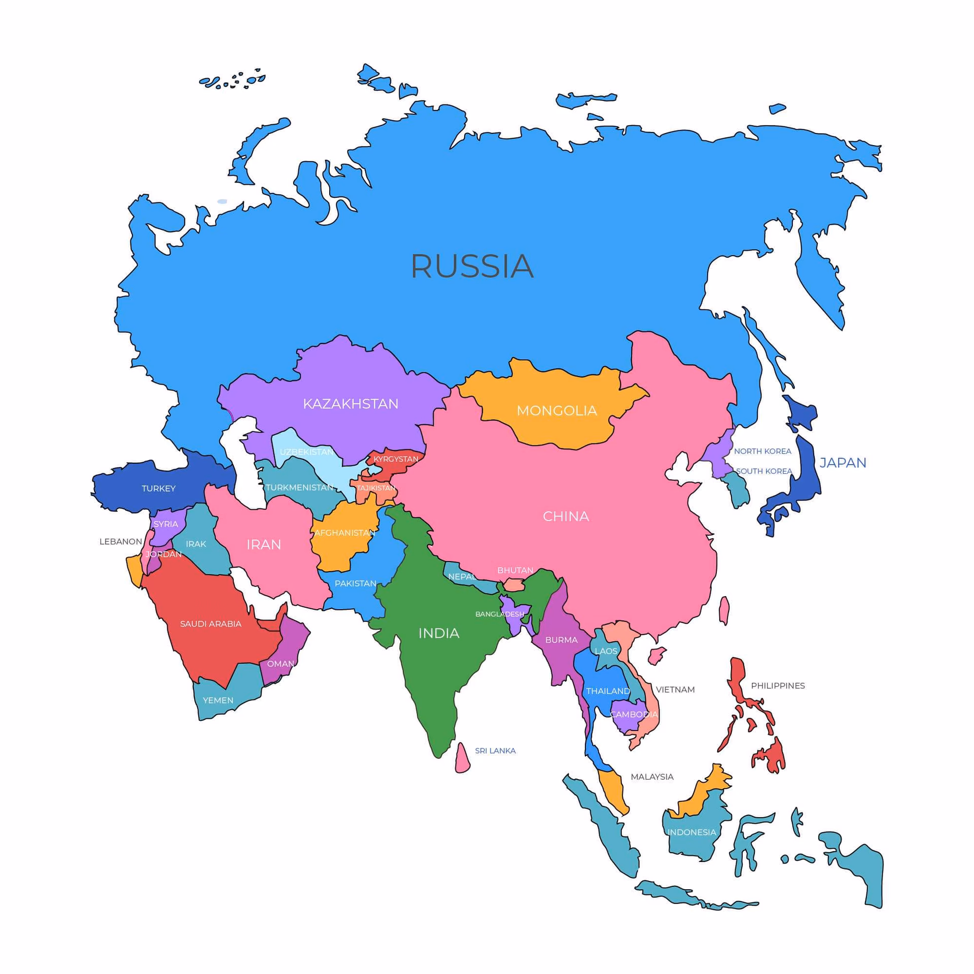 ¿Qué se puede estudiar con el mapa físico de Asia?