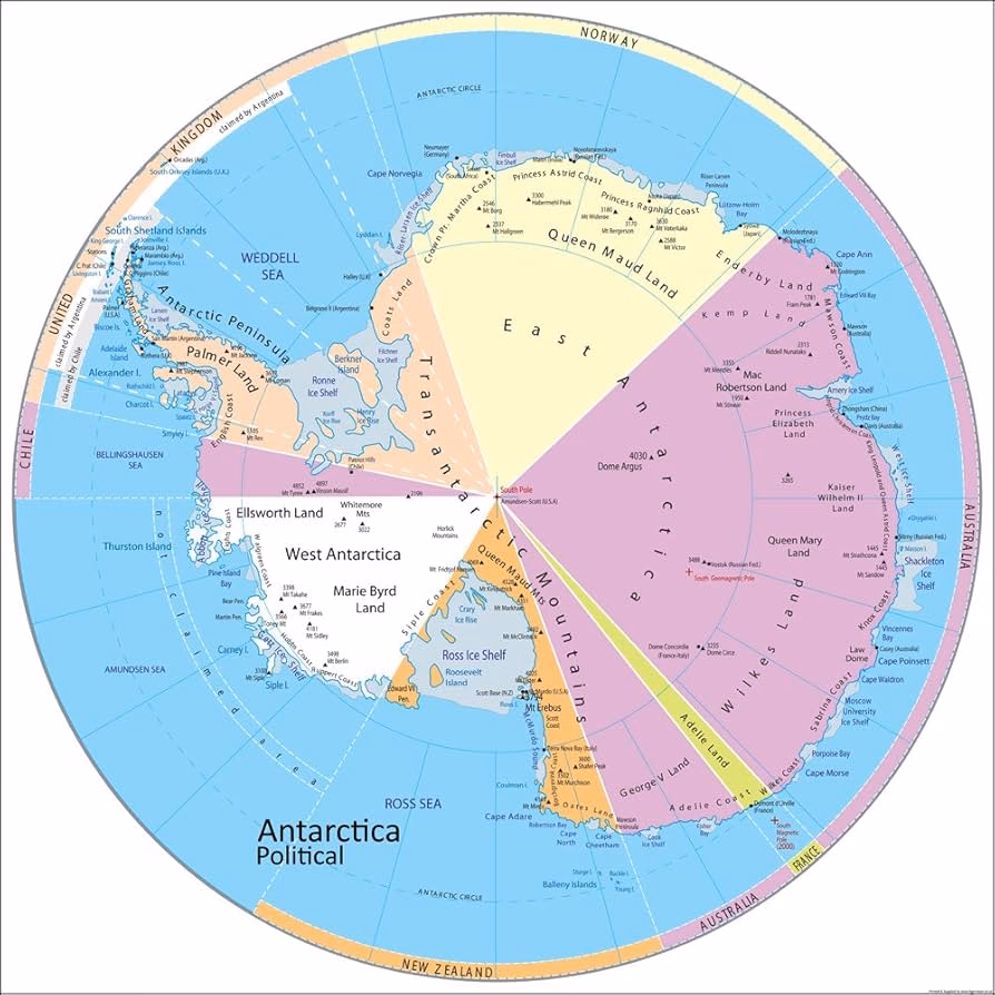 ¿Qué se puede ver en el mapa político mudo de la Antártida Argentina?