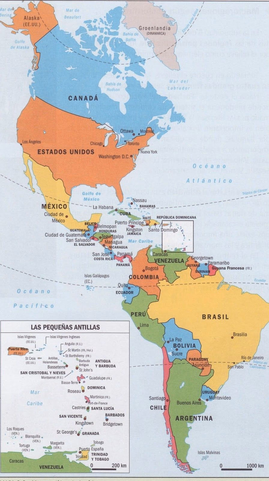 ¿Cuántos países tiene el mapa de América del Norte?