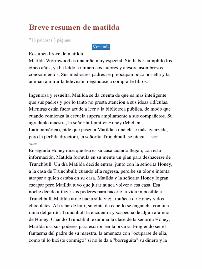 ¿Cuál es el mensaje de Matilda?