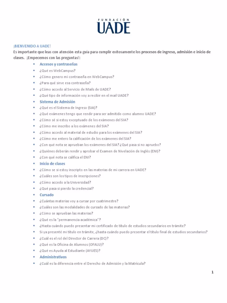 ¿Cuál es la política de asistencia en la UADE?