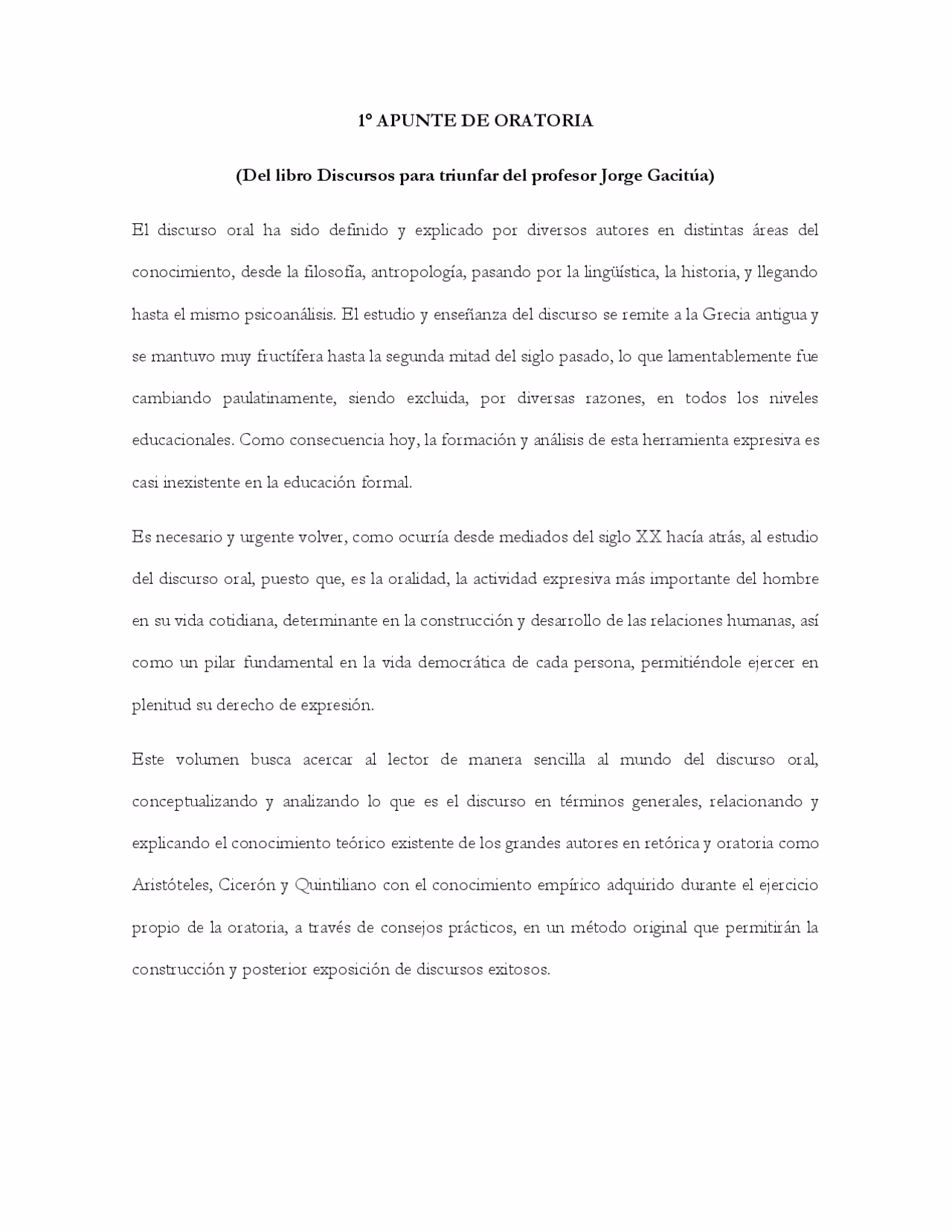 ¿Cuántos capítulos tiene el libro de oratoria?