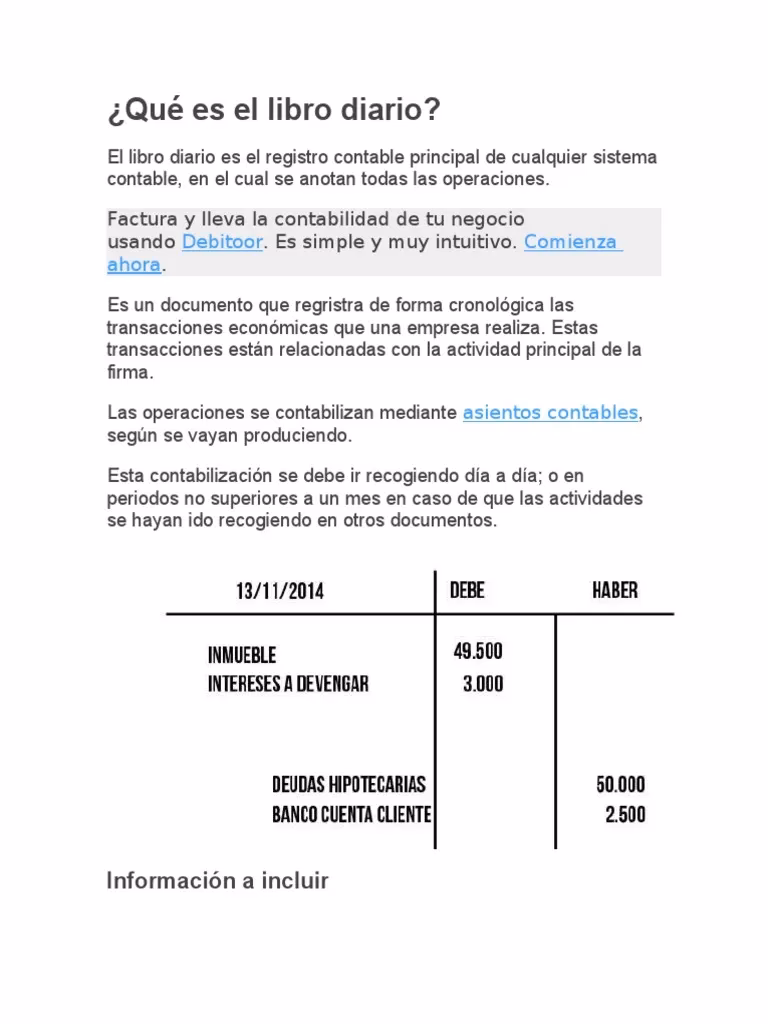 ¿Qué recoge el libro diario?