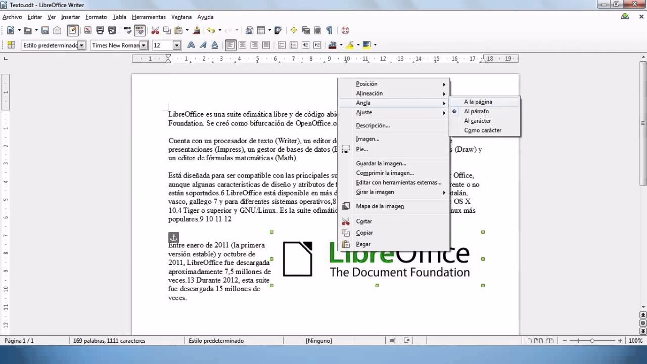 ¿Cómo puedo pegar una imagen en LibreOffice?