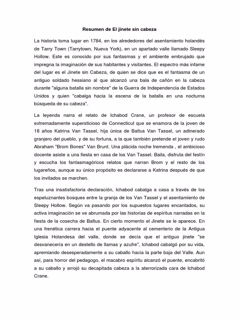 ¿Cuál es la historia del jinete sin cabeza?