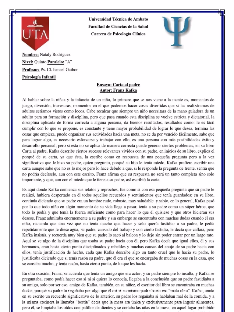 ¿Cuál es el tema central de la carta al padre?