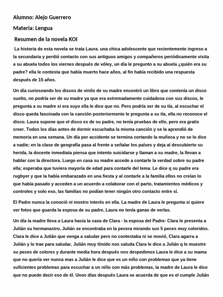 ¿Cuál es el resumen del libro Koi?