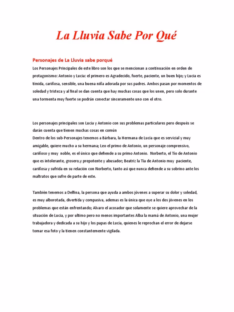 ¿Cuál es el resumen de la lluvia sabe por qué?