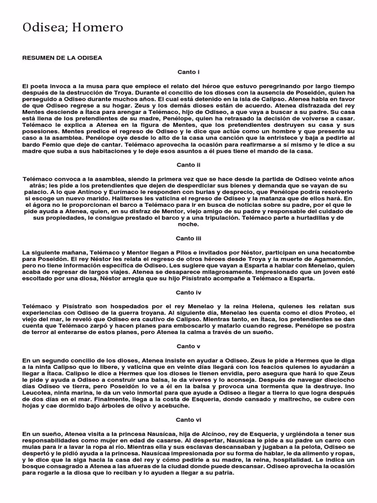 ¿Cuál es el capítulo 1 de la Odisea?