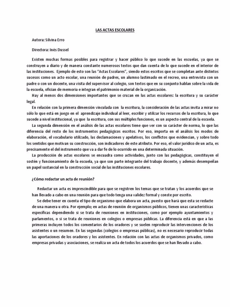 ¿Cuáles son los diferentes tipos de actas?